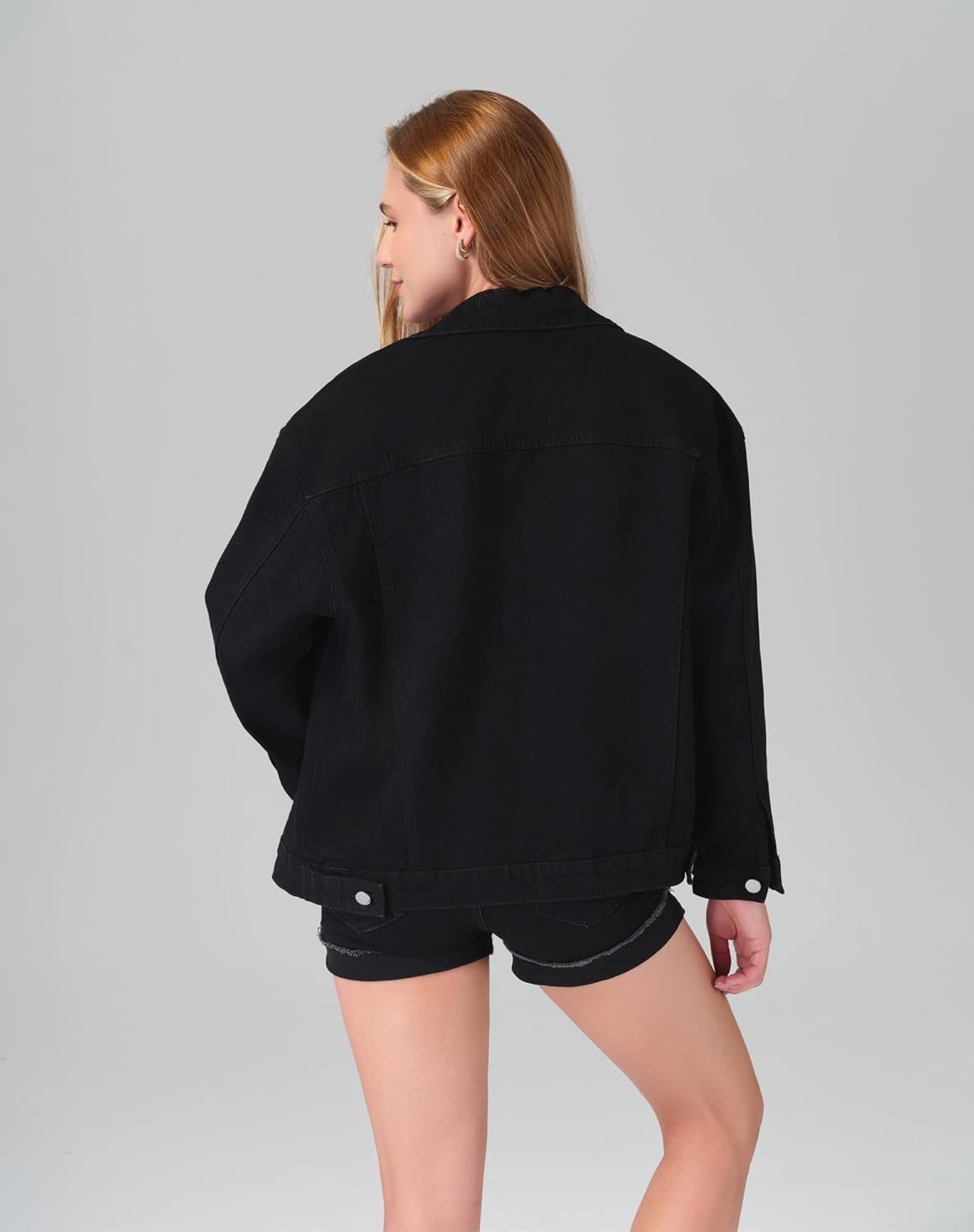 roswear Denim Jacket Coat for Women with Flap Chest Pockets Casual Oversized Jean Jackets - Image 3