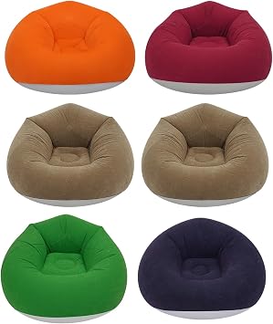 6 Pcs Bean Bag Chairs for Adults Inflatable Chairs with Air Pump Blow up Couch Folding Portable Inflatable Couch Lazy Sofa for Reading Living Room Camping