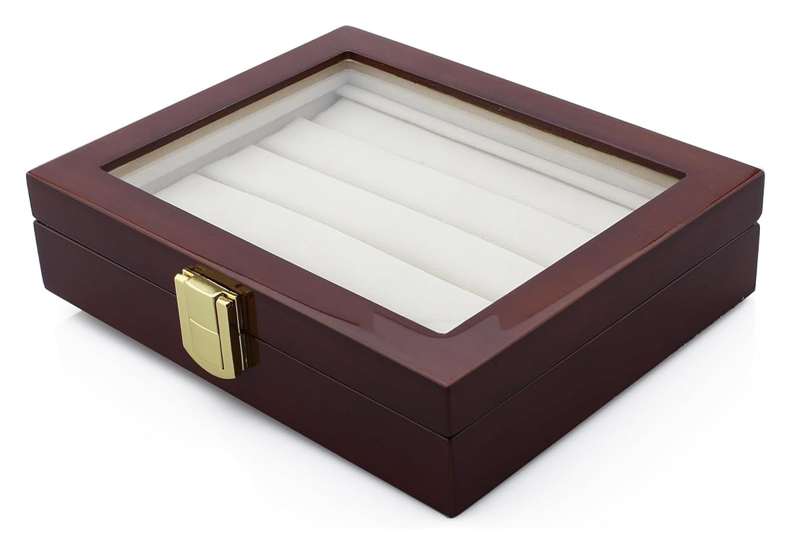 NIUSABOU Wood Jewellery Organiser, Wood Storage Box Dark Brown Display Case Cufflinks Accessories(Color2)