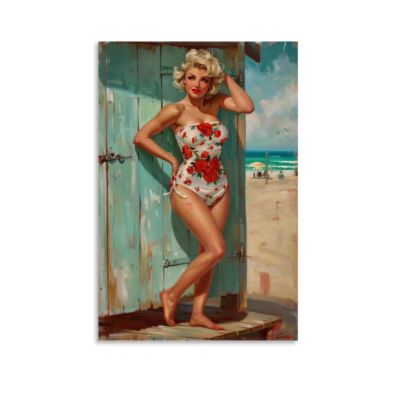 Hueryryhy Unframe-Style 24X36inch Beach Hour 03 Poster Wall Art Canvas Vintage Aesthetic Painting Decor For Rooms 24X36inch Unframe-Style