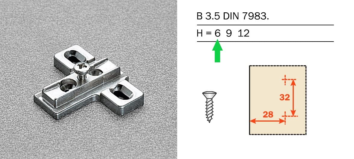 SALICE Base Series 200 with Traditional Mounting. Hinge base for doors and doors. (CROCE H06 ASYMMETRIC ZAMA) - Image 3