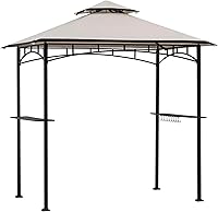 Vista 1 de SUNJOY Cenador de parrilla de 8 x 5 pies con techo de dosel de doble nivel, marco de acero negro para actividades al aire libre, patio, jardín