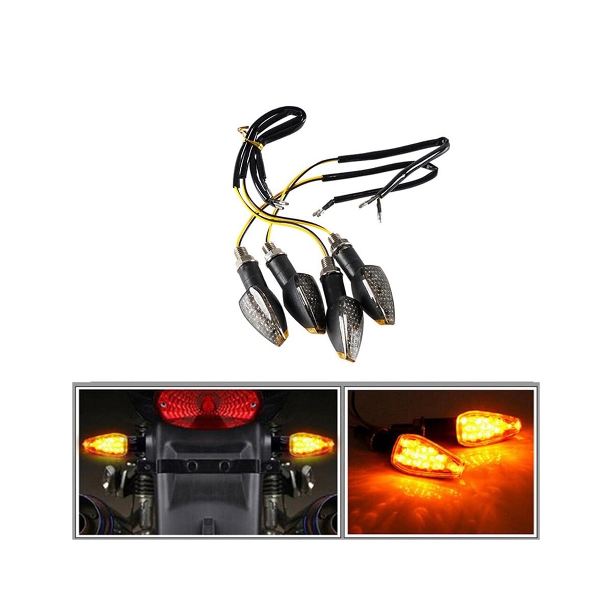 Indicateurs de Tournage de Moto Indicateurs de moto coulant clignotants 14 LED 12V moto indicateur LED clignotant lampe ambre