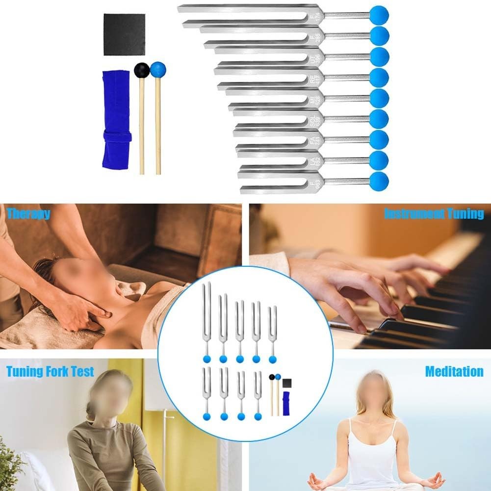 Stimmgabel-Set, 9-teilig, 174 Hz, 285 Hz, 396 Hz, 417 Hz, 528 Hz, 639 Hz, 741 Hz, 852 Hz, 963 Hz, für Heilung, Meditation, Chakra-Therapie