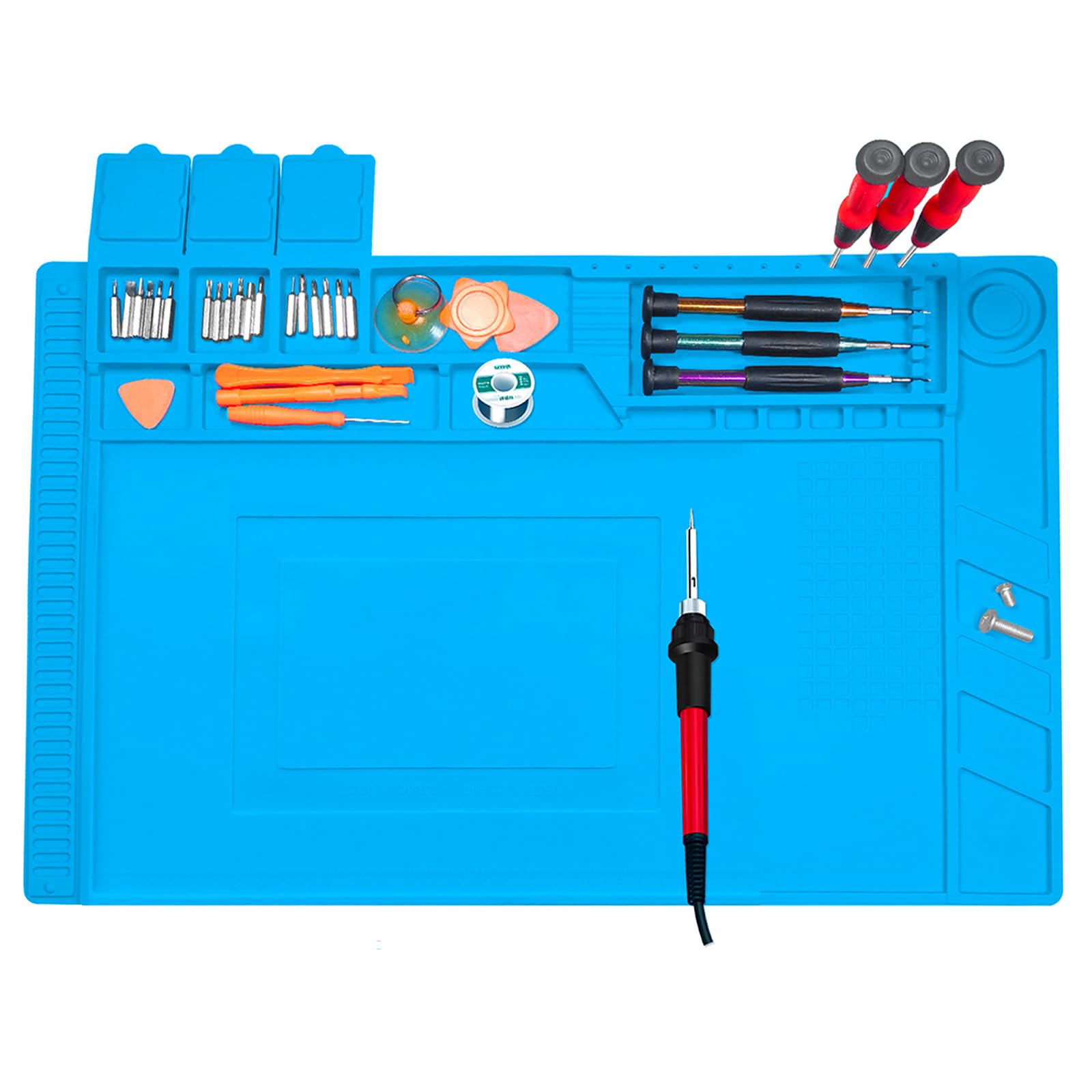 Magnetyczna mata do lutowania, 500℃ ognioodporna mata naprawcza, 45 x 30 cm mata do lutowania antystatyczna mata naprawcza Soldering Mat do napraw zegarków, telefonów, laptopów
