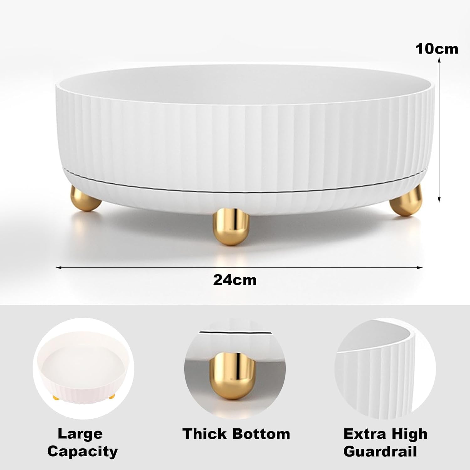 Organizer Trucchi, Organizer Girevole 360°, Porta Trucchi Rotante Multifunzione, Profumi Per Organizzazione e Conservazione Della Vanità del Bagno Cucina (Bianco)