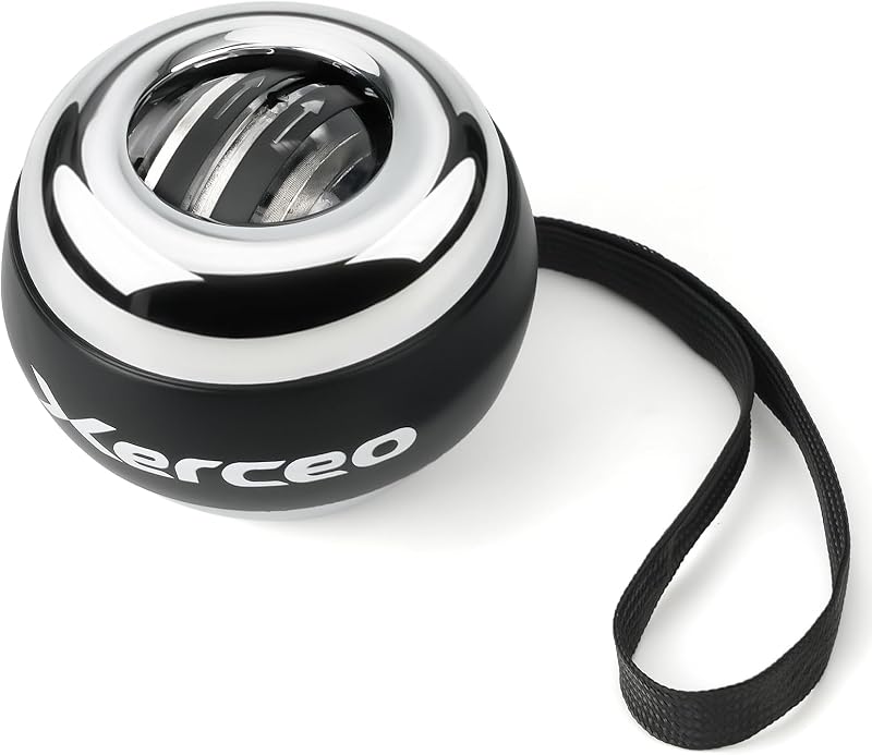 Auto-Start Wrist Gyro Ball, All Metal Wrist and Forearm Trainer with LED Light, Gyroscopic Hand Exerciser for Grip Strength, Includes Storage Bag