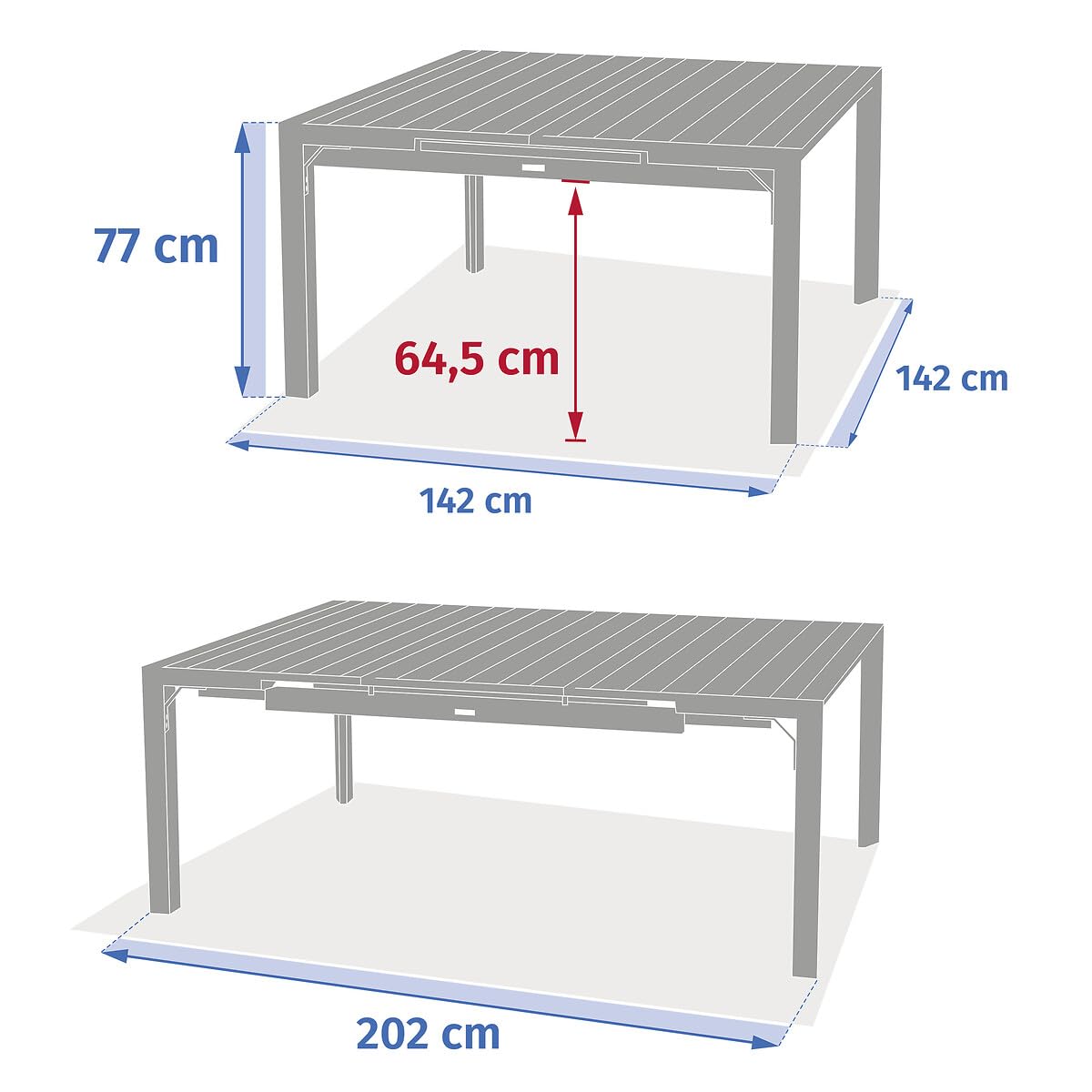 Hespéride - Table de Jardin Extensible carrée évasion Effet Bois Honey et Argile 10 Places Lates en Aluminium