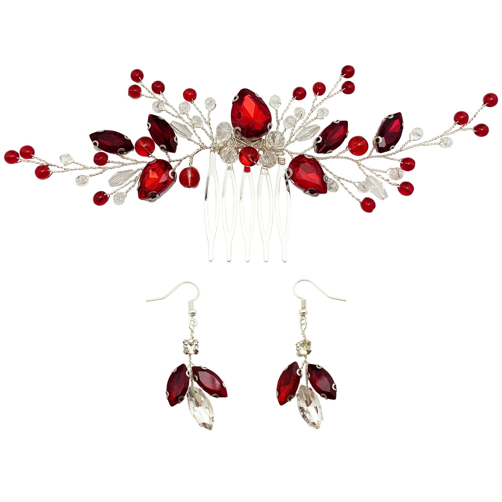 Gorgeous bridal hair comb and earrings for wedding Off White Floral Hair Comb and Earrings 3 PC Set, Ivory  main image 2