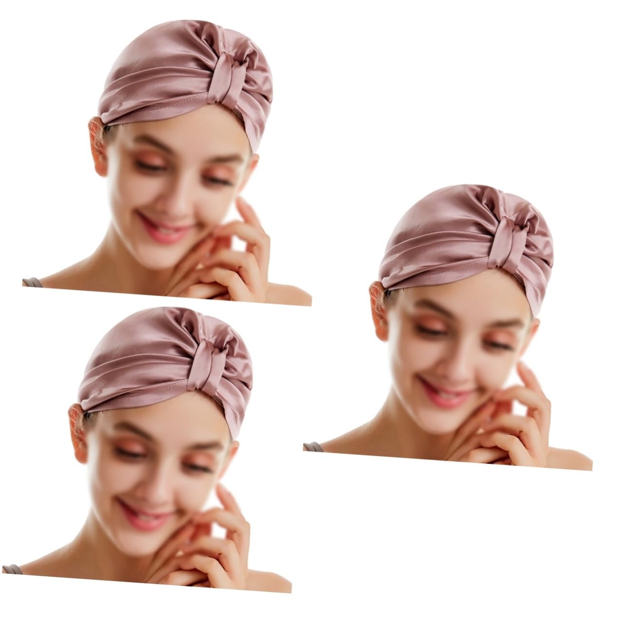 Beavorty 3stücke Silk Hair Drying Hat Schnelltrocknende Haarkappe Aus Seide Für Zuhause Gym Und Reisen Sanfte Wasserabsorbierend Elastischer Bund Gummirot