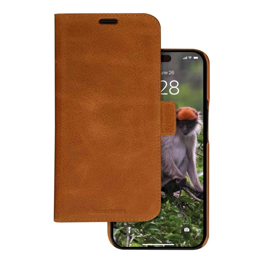 dbramante1928 Lynge - etui z klapką na telefon komórkowy - skóra licowa - jasnobrązowe - do Apple iPhone 15 Pro Max