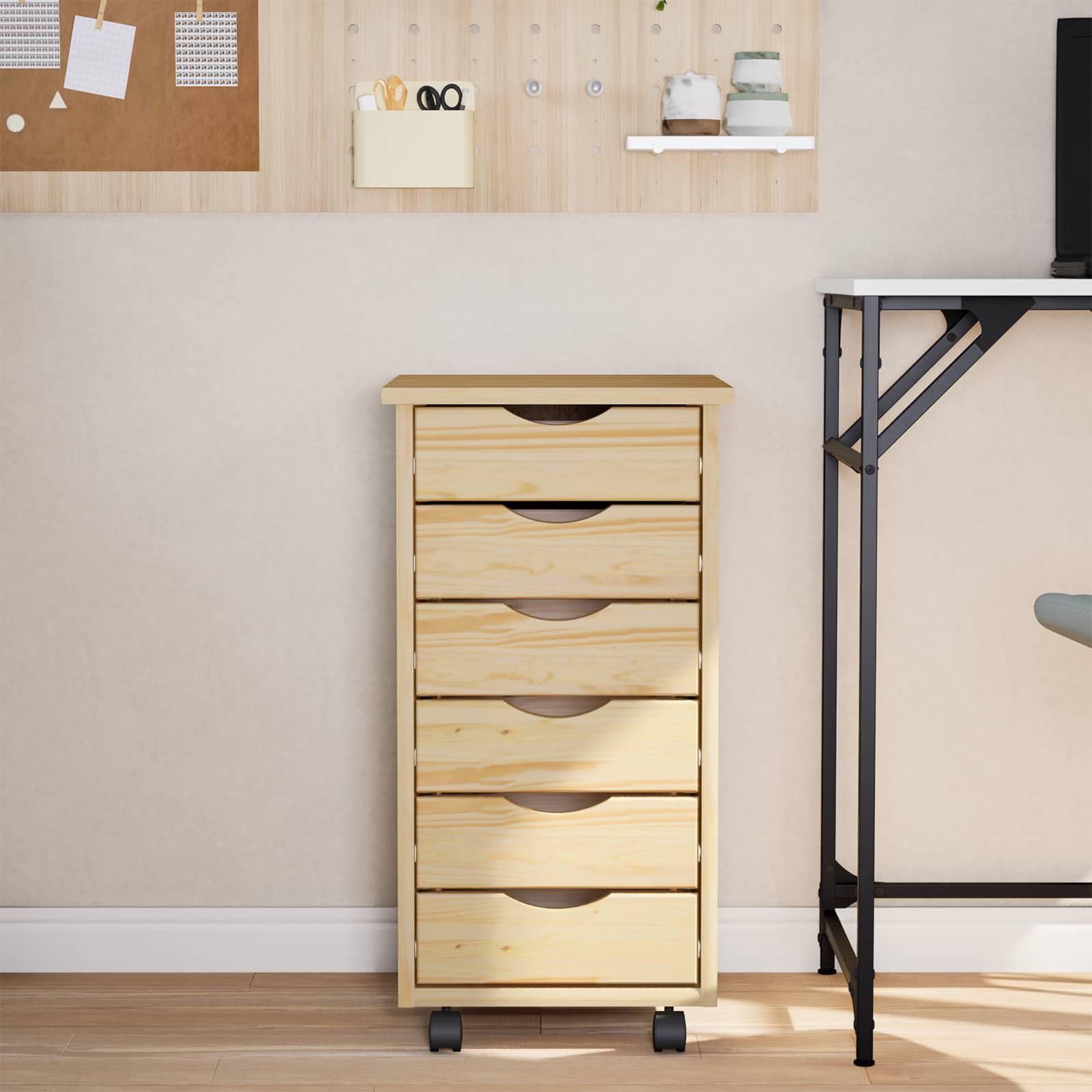 Armadietto Portadocumenti Mobile con Cassetti, Armadietto Portaoggetti per Ufficio su Ruote per Documenti, Libri, Articoli di Cancelleria, Ufficio (34×39×65,5 centimetri)