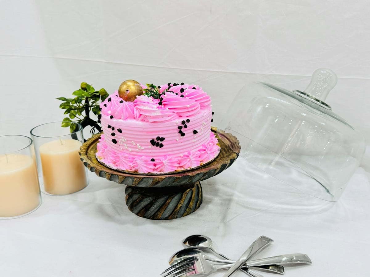 Cake Stand with Dome, 2in1 Wooden Cake Plate Serving Tray with Glass Dome, Cheese Board, Home Decor Housewarming Gift