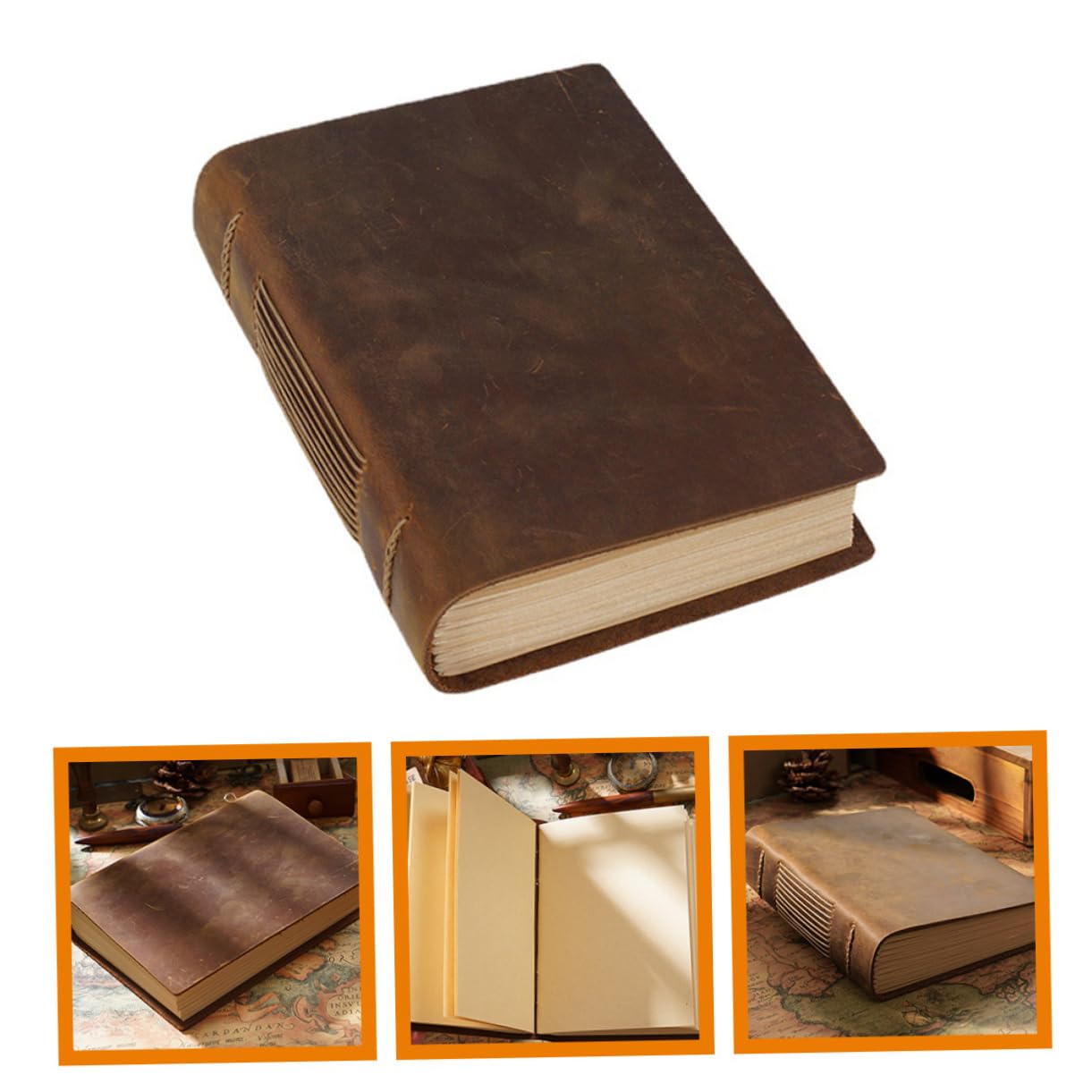 MAGICLULU Diario de Cuero Vintage Libro de Trabajo Cuero Cuaderno de Notas Multifunción para Diario para Viajeros y Estudiantes