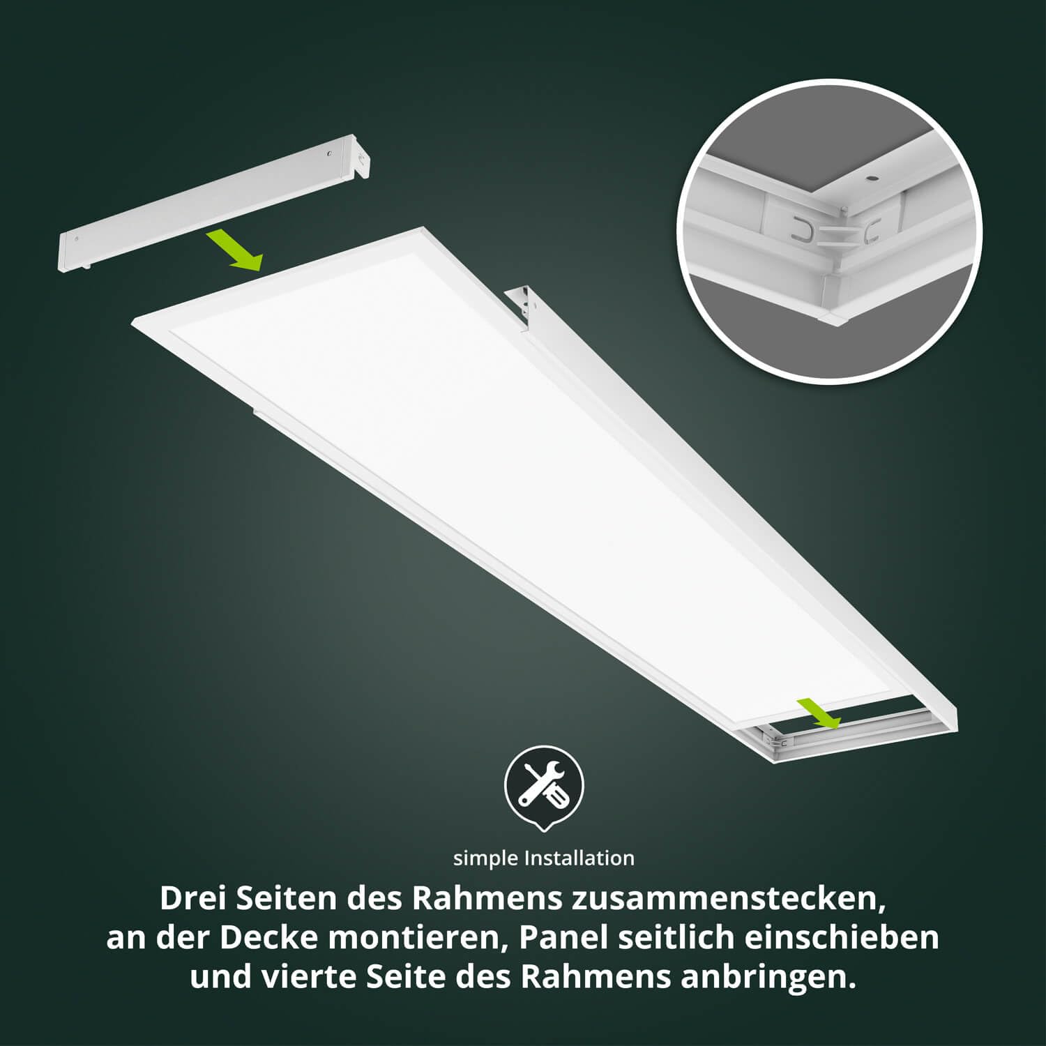 Aufbau Deckenleuchte 120x30cm 36W 3000K warmweiß 4300lm 130 Lumen/Watt flimmerfrei blendfrei UGR<19 LED-Panel mit Aufbaurahmen 1200x300x43mm
