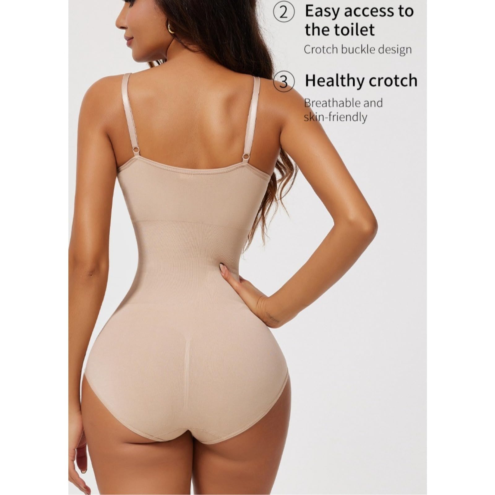 MOCHAMIK Odzież modelująca dla kobiet Body wyszczuplają brzuch Slim Fit Kombinezon z wycięciem pod szyją, długim rękawem i rzeźbieniem ciała