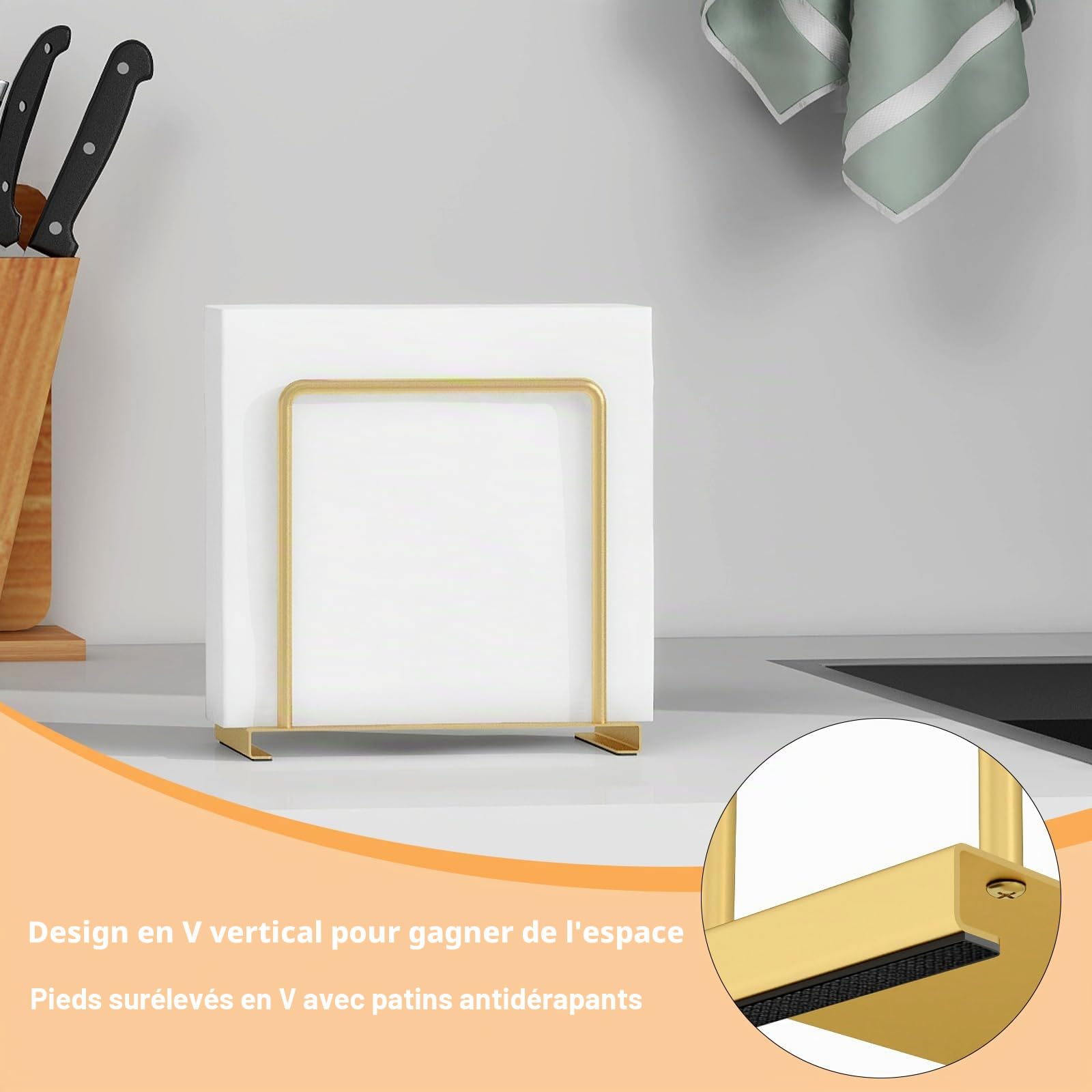 STWWO Porte-serviettes de Table en Métal Support de Serviette Papier Moderne Porte Serviette Distributeur de Serviettes Décoration pour La Maison Cuisine Restaurant, Doré