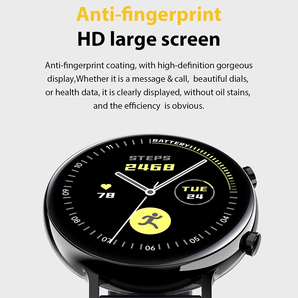 Close-up of the SHJ Smart Watch GW33 display showing anti-fingerprint coating