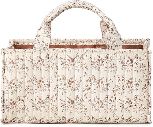 MOMIGO Organizador floral de pañales para bebé, elegante cesta de almacenamiento resistente al agua para pañales y toallitas para bebé, organizador
