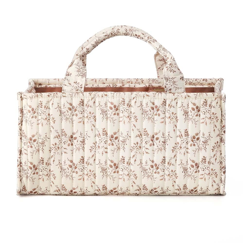 MOMIGO Floral Baby Diaper Caddy Organizer - Stylish Water-resistent Nursery Storage Basket for Diapers and Baby Wipes, Diaper Stacker Car Organizer, newborn nursery Gift