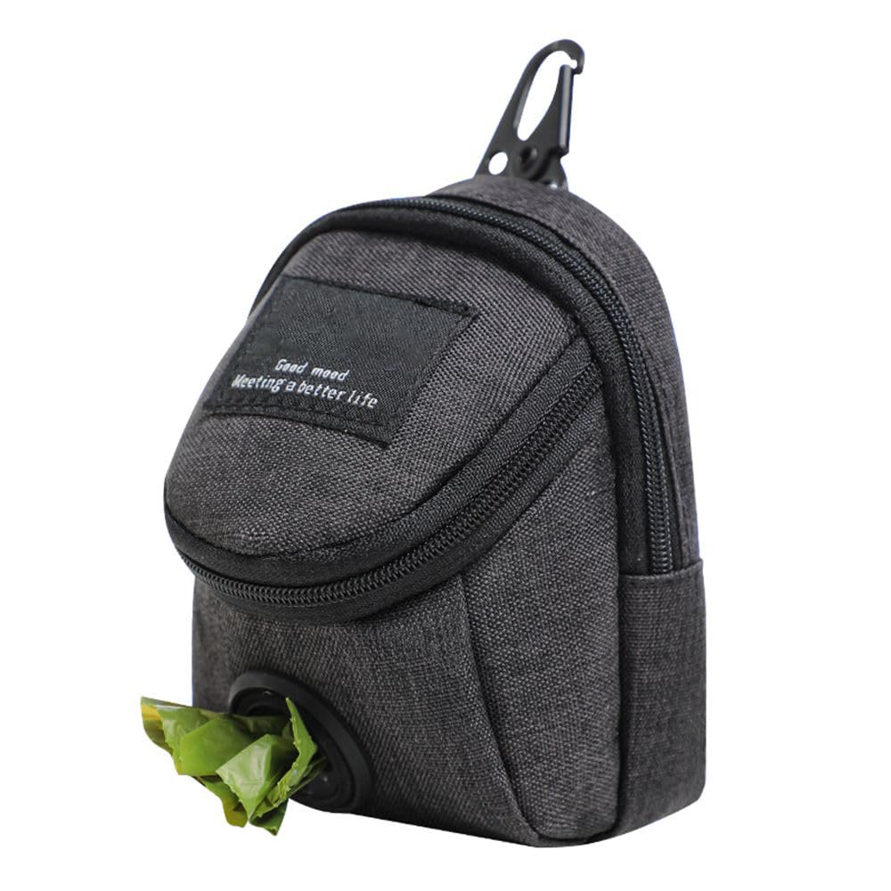 WUZIA Portable Dog Treat Pouch Multifunctional Training Bag with Poop Bag Dispenser for Outdoor Travel(Black)
