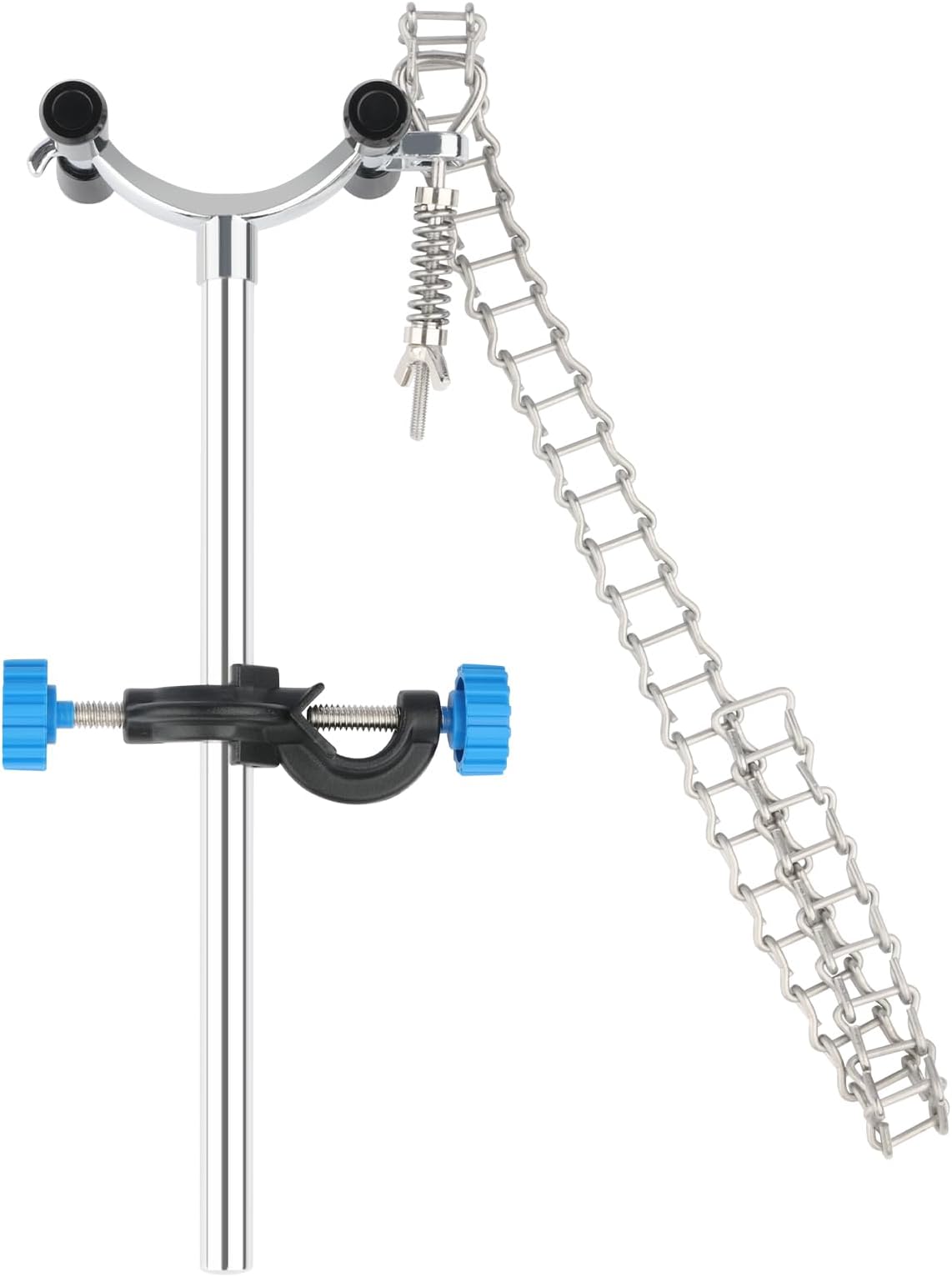 stonylab Chain Clamp and Bosshead Clamp Holder Set, Adjustable Lab Stand Accessory, Aluminum Alloy Glassware Holder for Beakers and Funnels, Fits 40-145 mm Diameter