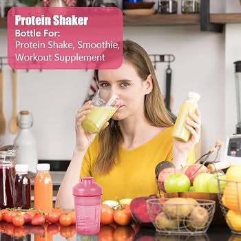 zukent Bottiglia shaker per proteine con sfera di miscelazione in acciaio inossidabile, shaker per frullati proteici, bottiglia shaker per proteine e integratori, senza BPA, senza DEHP, a prova di