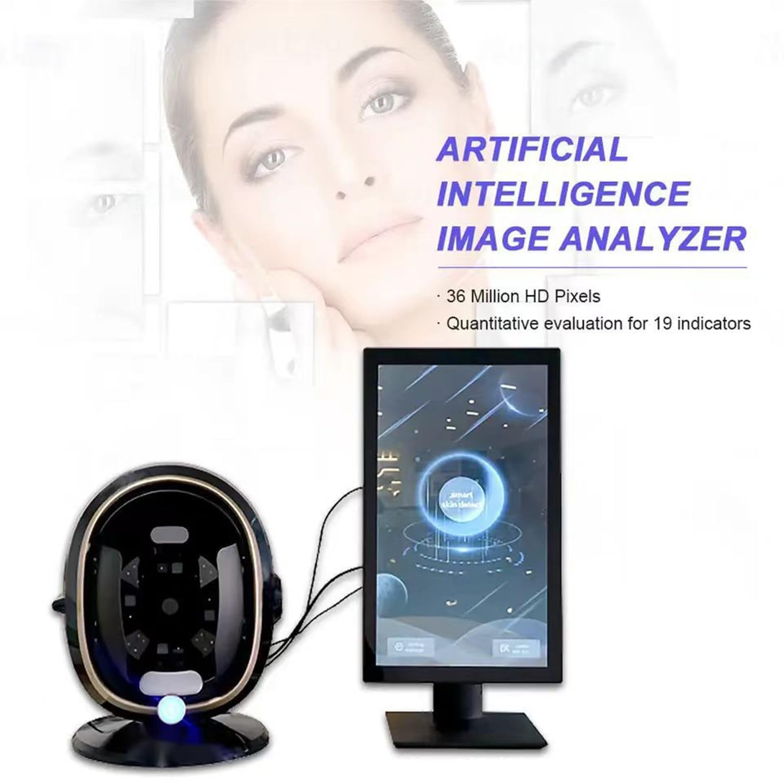 Analizzatore Professionale Per La Pelle Con Intelligenza Artificiale, Schermo Da 13,3/21,5in, Strumento Diagnostico Per Trattamenti Viso, Ideale Per Saloni Di Bellezza E Spa(White,13.3in)