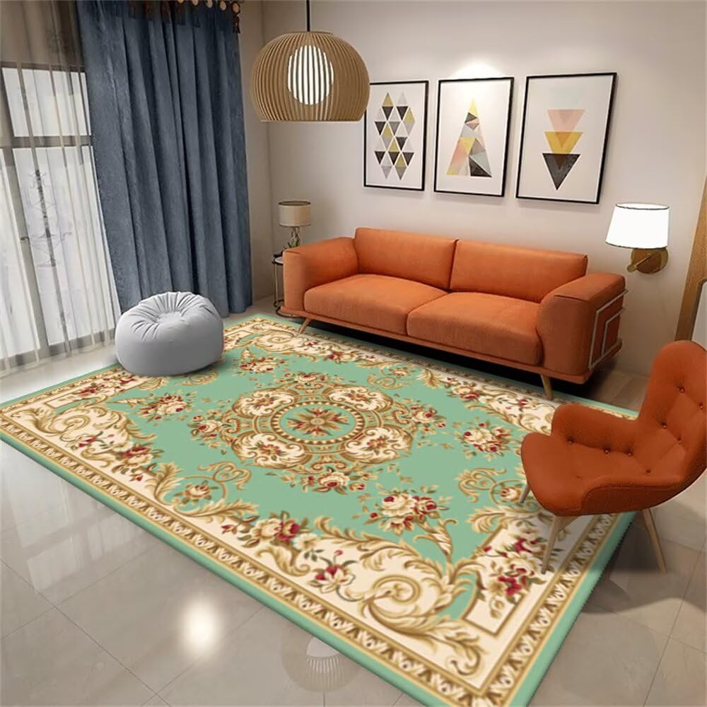 Tapis de salon bleu 200x250cm rectangulaire unicolore pour chambre d enfant