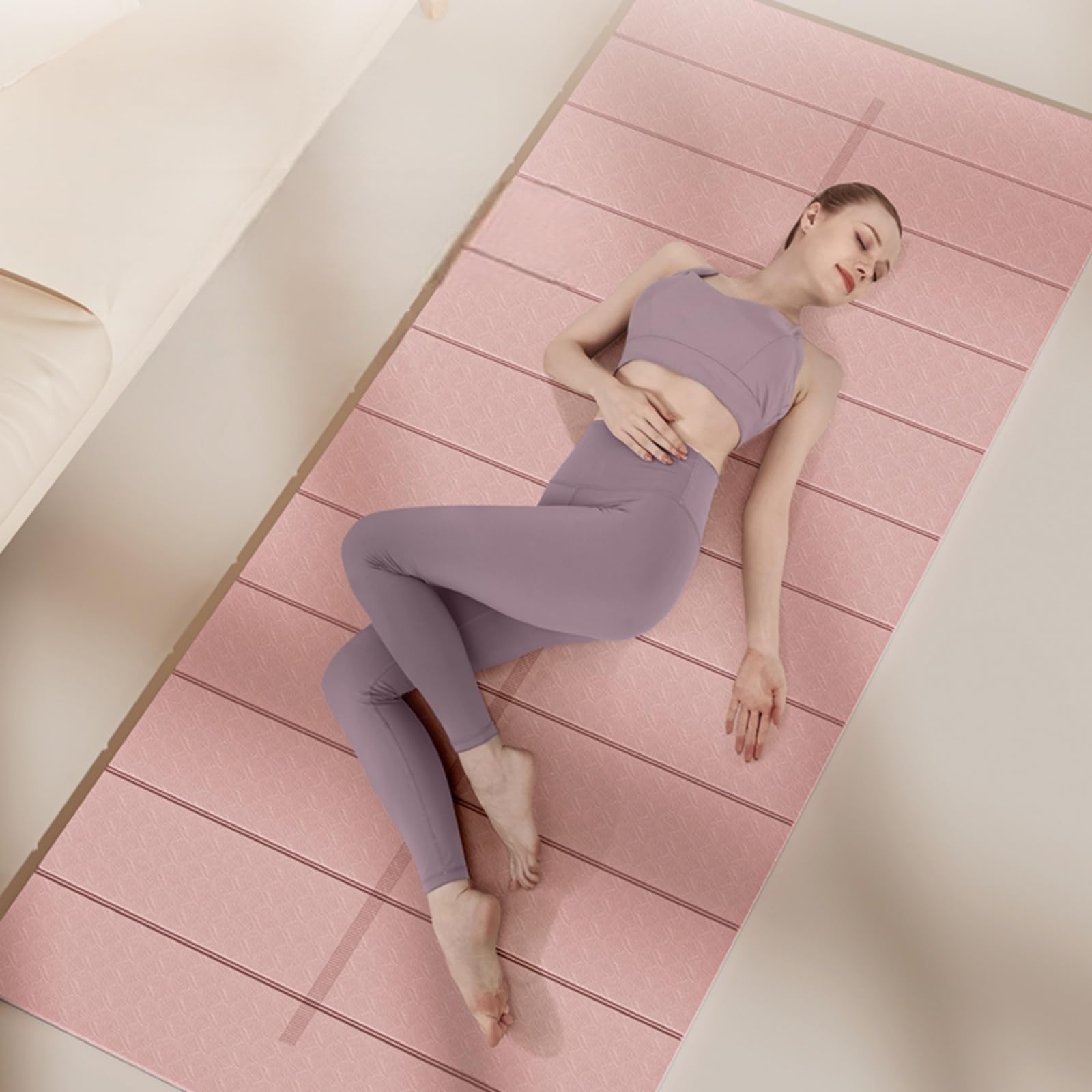 Doblar Esterilla De Yoga Multifuncional LíNea de ElastóMero TermopláStico AlineacióN Colchoneta Antideslizante and Pilates Gimnasio Estiramientos Hombre/Mujer