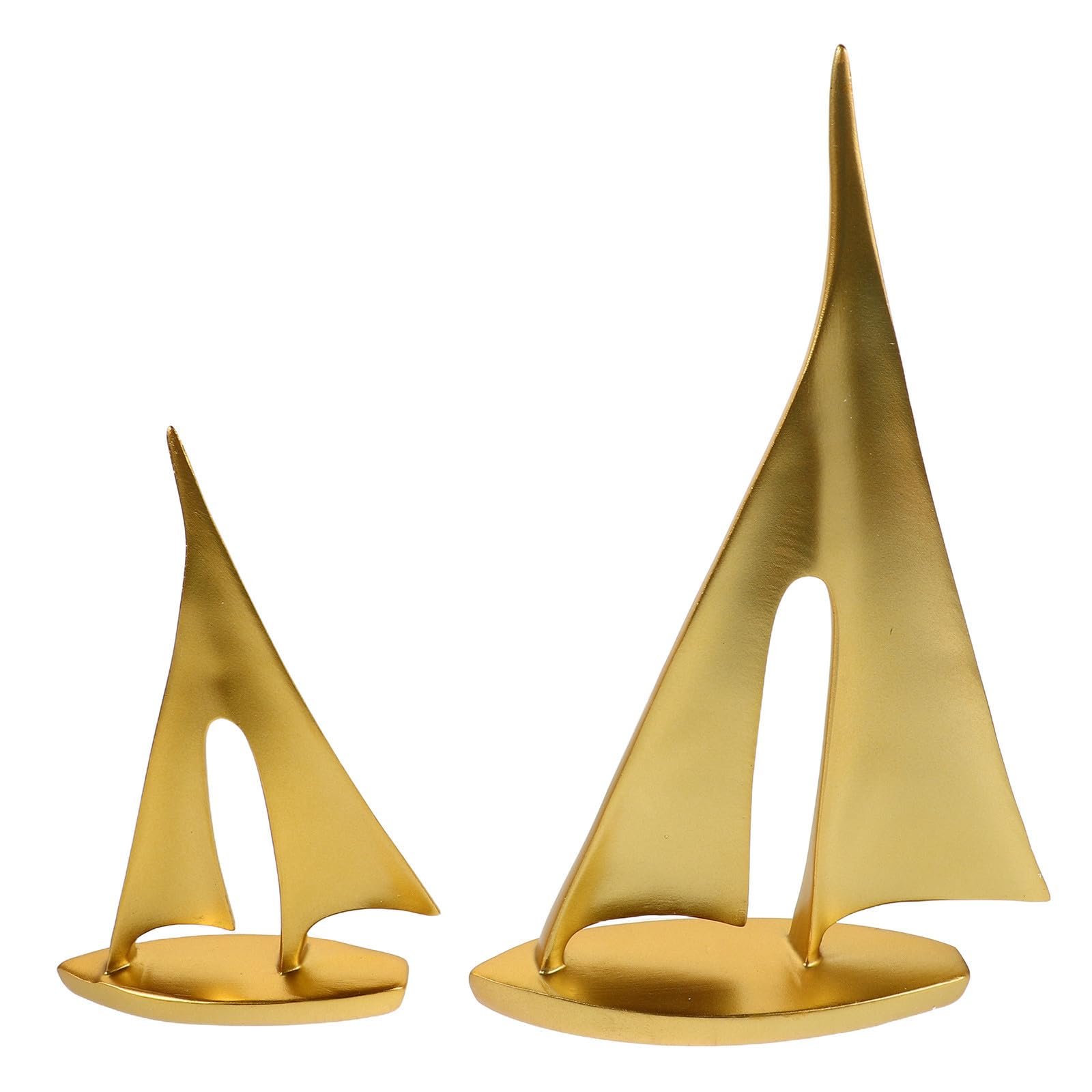 Déco voilier moderne résine dorée sculpture compacte salon bureau lot de 2