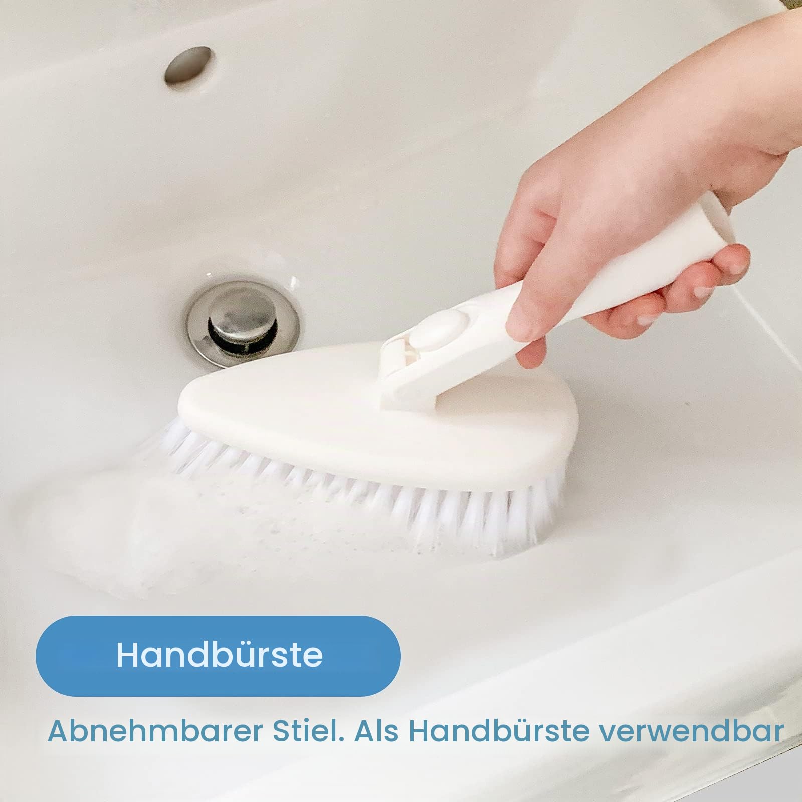 Qaestfy Reinigungsbürste Bad Dusche Schrubber mit Stiel Fliesenreiniger Borstenbürste Badreiniger mit 130cm Stiel für Duschwand Badewanne Badezimmer Toilette Wand Boden