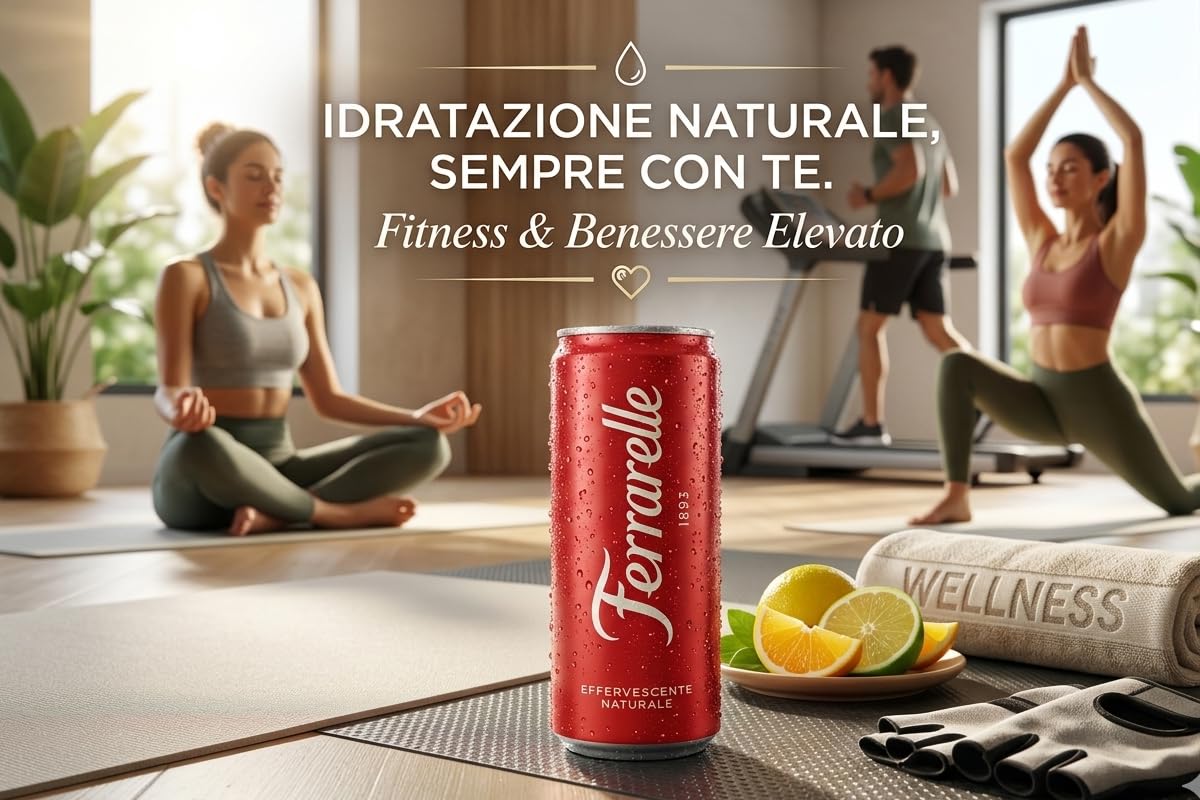 CG94 Ferrarelle Acqua Effervescente Naturale in Lattina, Box da 24 Lattine, Confezione Global Dream