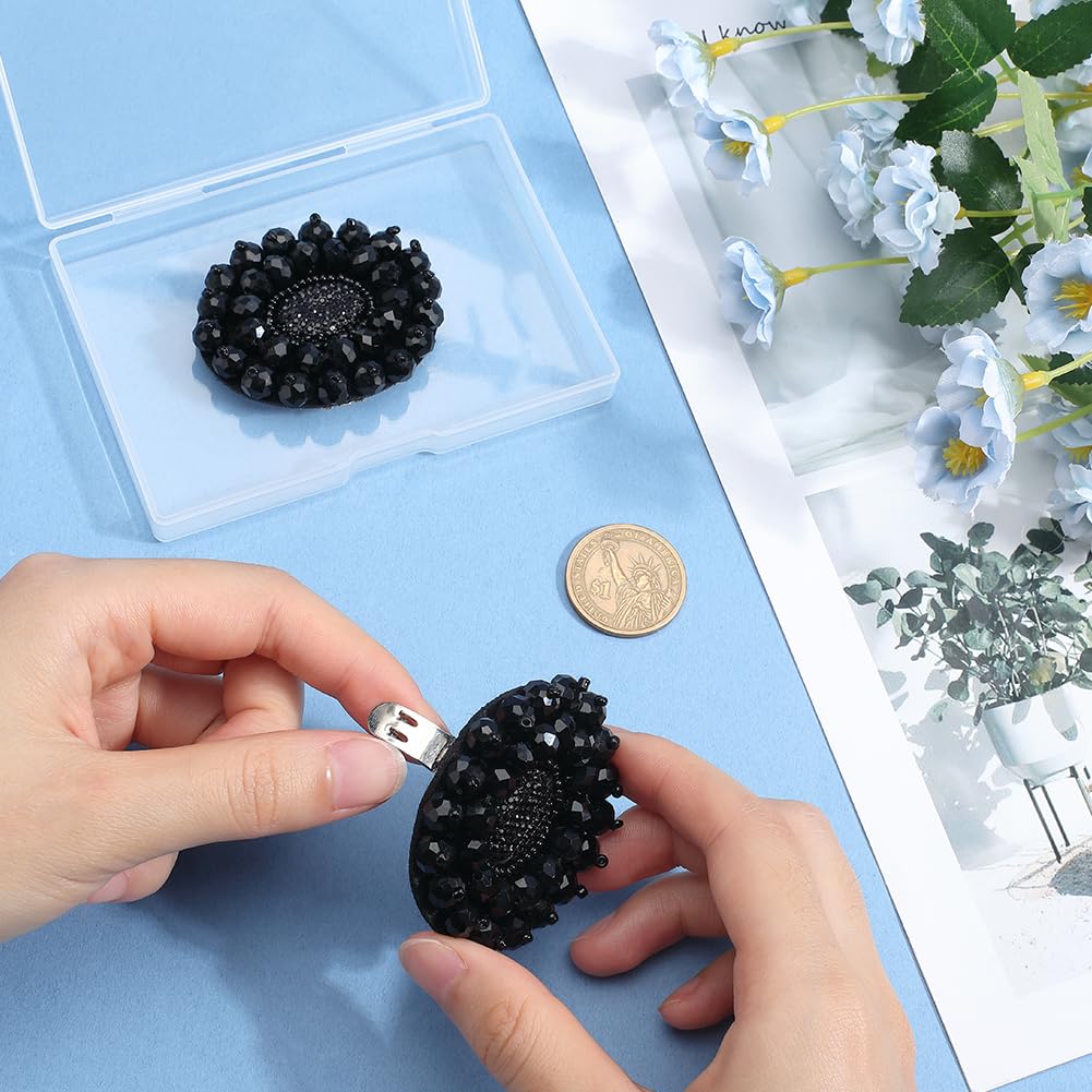 GORGECRAFT 1 Box of 2 Pieces Rhinestone Alloy Clips for Shoes Black Beads Ornaments Removable Jewelry Clip Buckles for Women Shoes Heels Bridal Bags — view 3