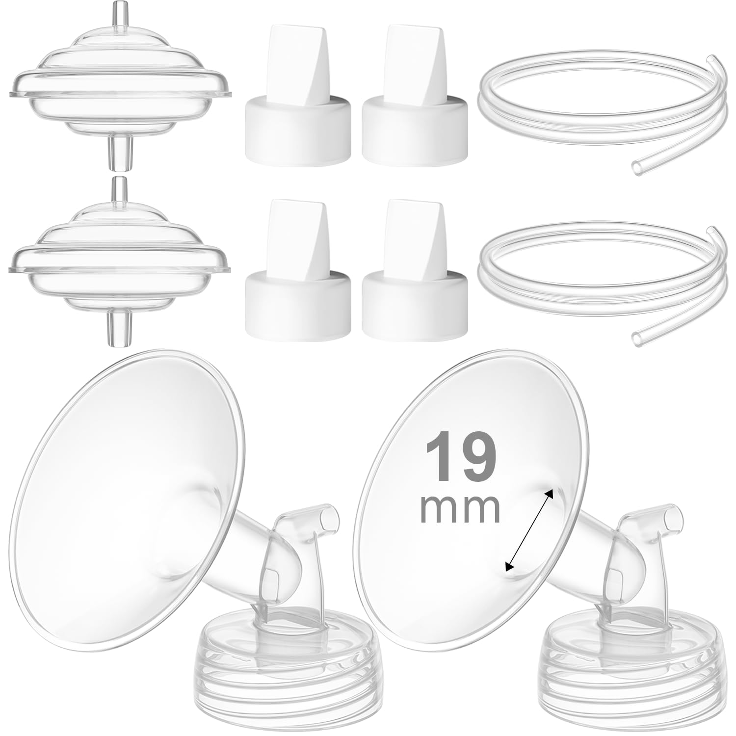 Gotocut Breast Pump Accessories Kit - 19mm Flange Set Compatible with Spectra S1/S2/Motif Luna, Includes Valves, Tubing & Backflow Protectors