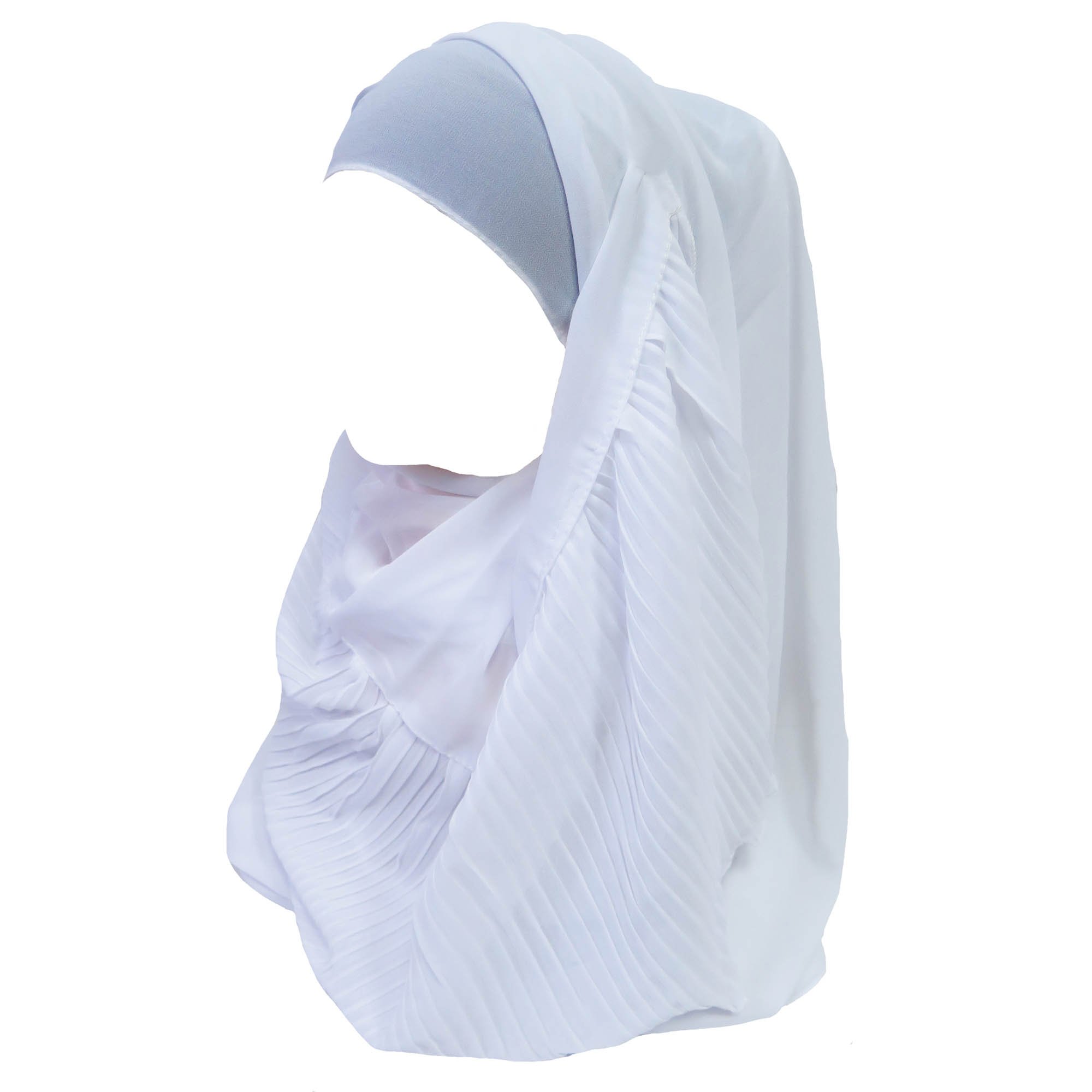 Lina & Lily Pleated Chiffon Muslim Hijab Head Scarf (White)