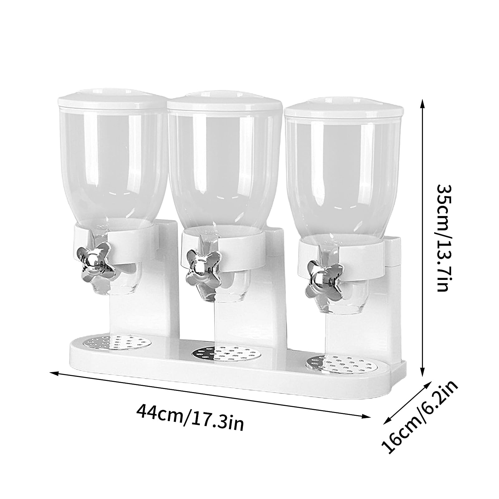 Dispenser per cereali doppio – Dispenser per snack – Cereal Dispenser, dispenser per caramelle e cibo secco, dispenser per caramelle da 2 litri (bianco, 3 scomparti)