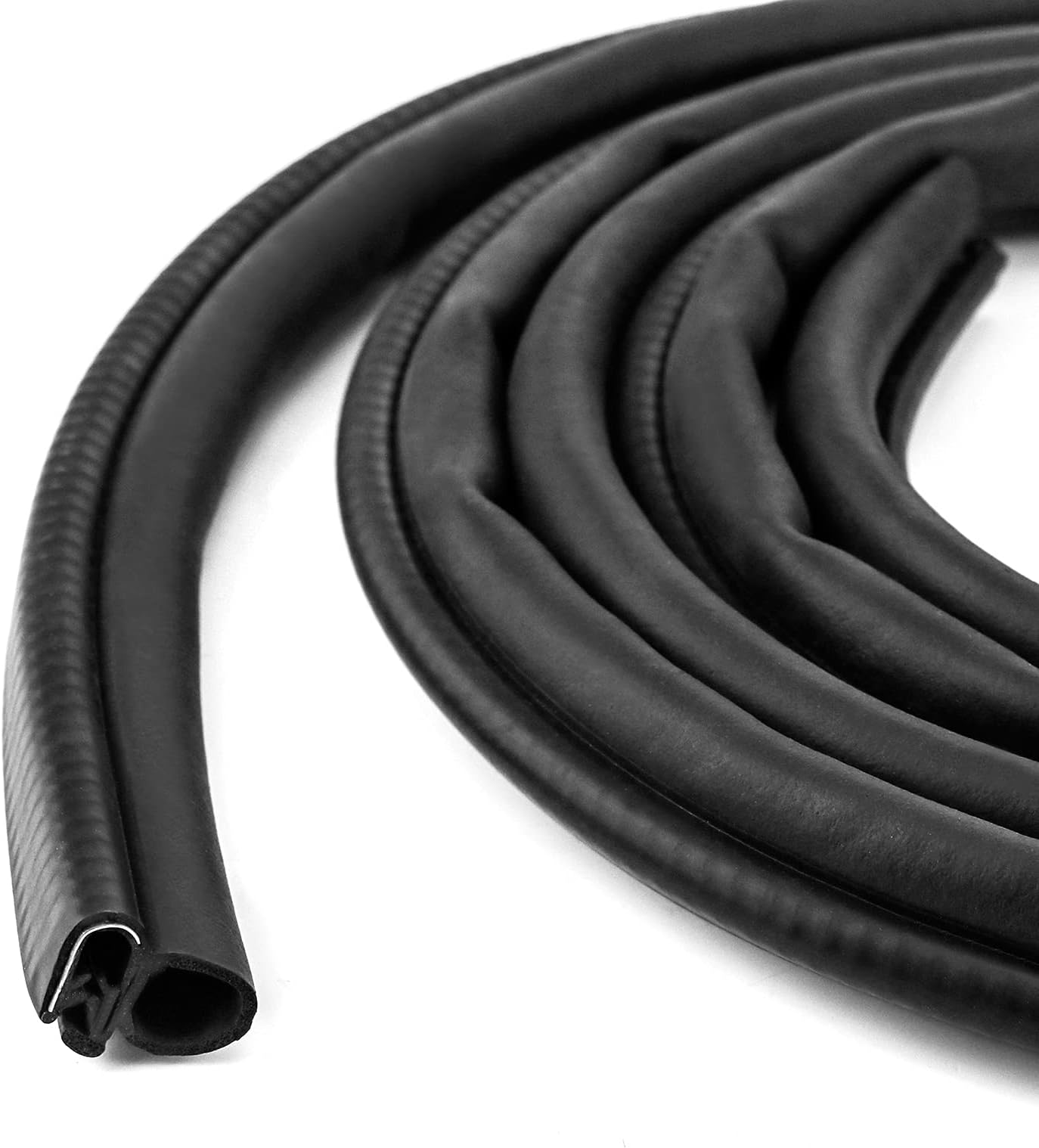 QWORK® Car Door Rubber Seal, U Shape Rubber Edge Trim with Side Bulb for Cars Boats RVs Trucks and Home Applications, Fits 1/16”-1/8” Edges (10FT)