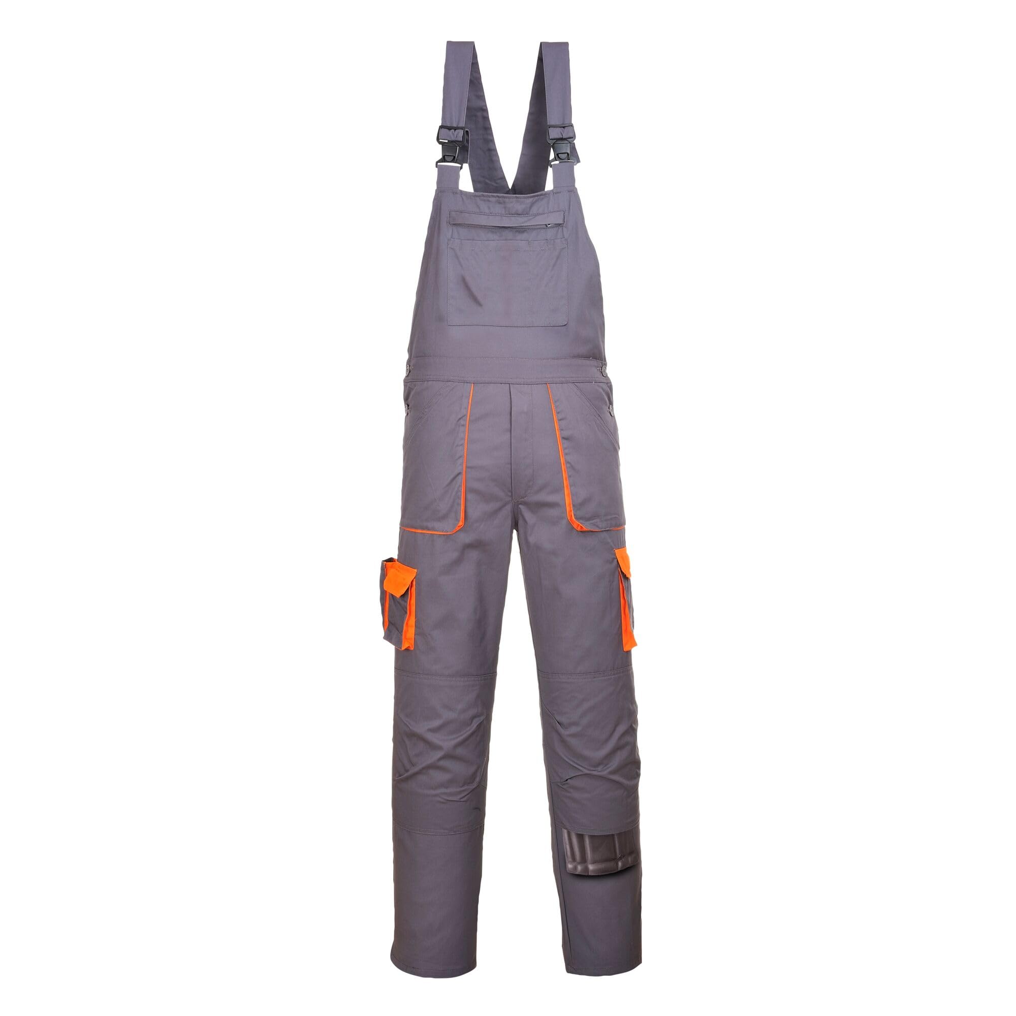Salopette Da Lavoro Professionale K&G ARDCT H8404, 100% Cotone 260g/m², Grigio, Con Tasche E Rifrangenti