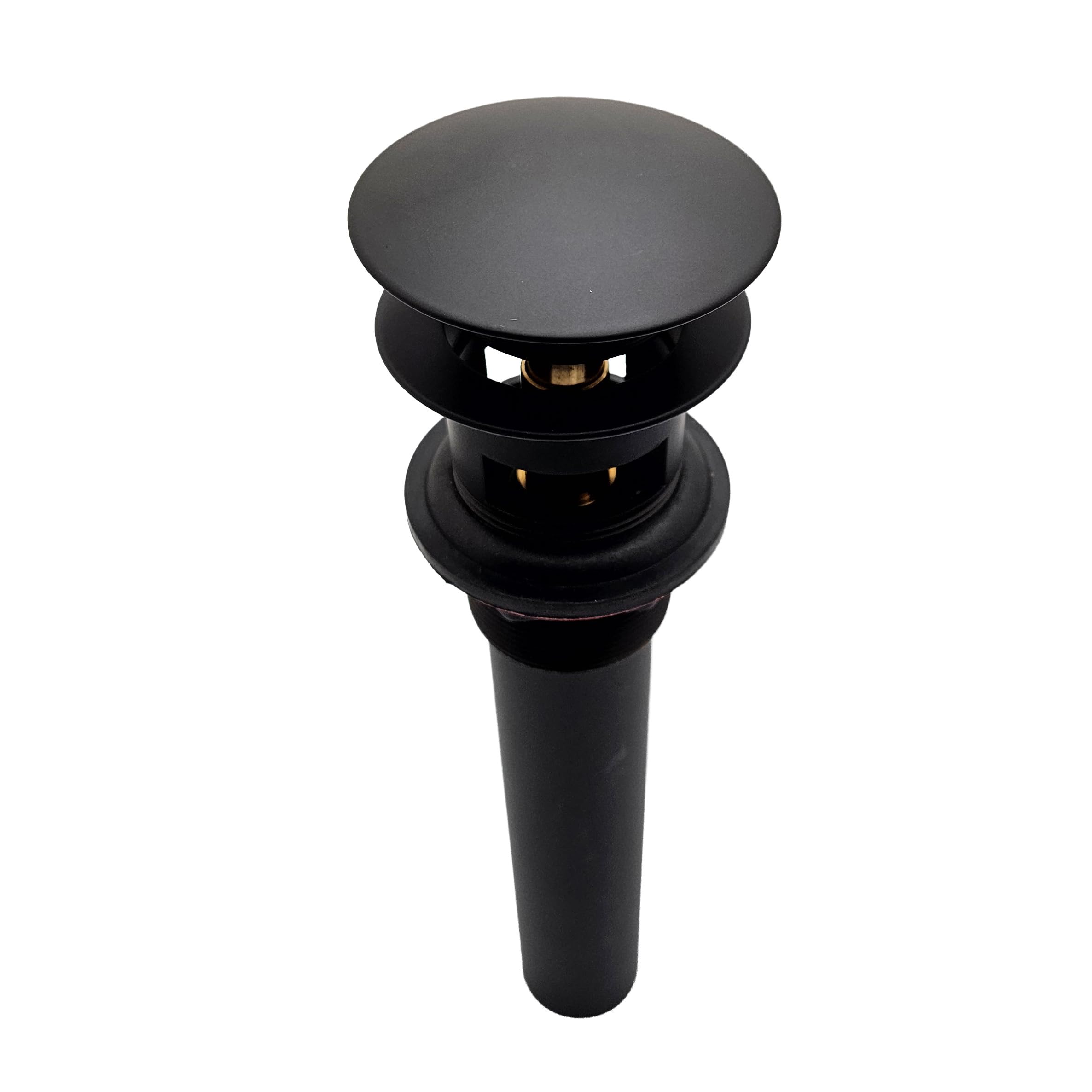 Westbrass Matte Black 1-1/4" Tip-Toe Overflow Lavatory Drain, 17 Gauge Brass Sink Drain With 1-1/4" Tailpiece, Fits 1-1/2" Opening, Fully Finished Exposed Installation,