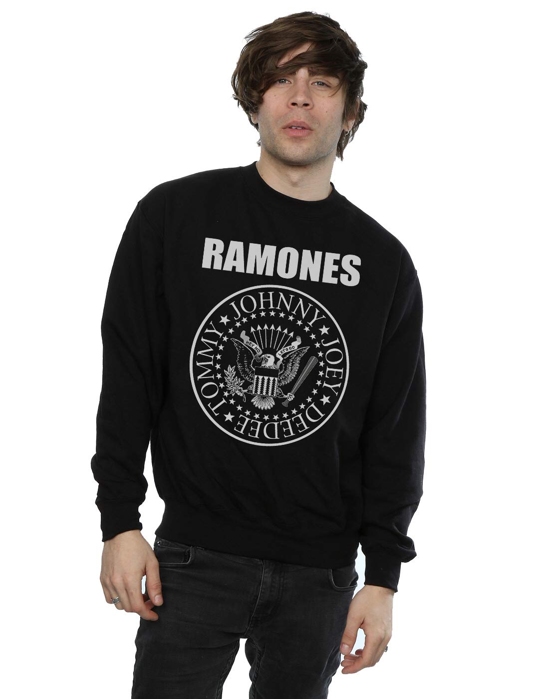 Absolute Cult Men's Black Ramones Presidential Seal Sweatshirt Large