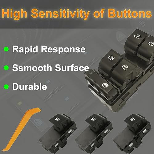 Miniatura 10 de 20945129 Botón de control de ventana principal del lado del conductor compatible con Chevy Silverado 15002500 HD3500 HDGMC SierraYukonBuick,