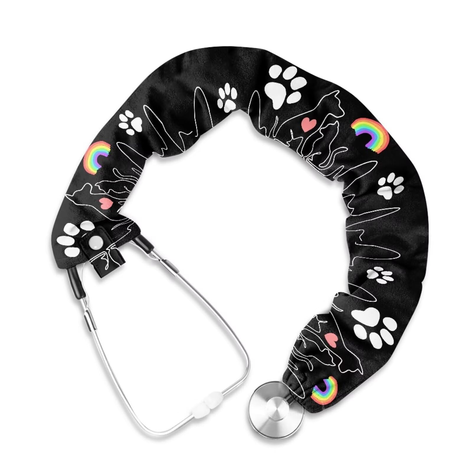 Cugasmaru Black Stethoscope Cover Paw Print Nurse Stethoscope Accessories for Nurses Doctors