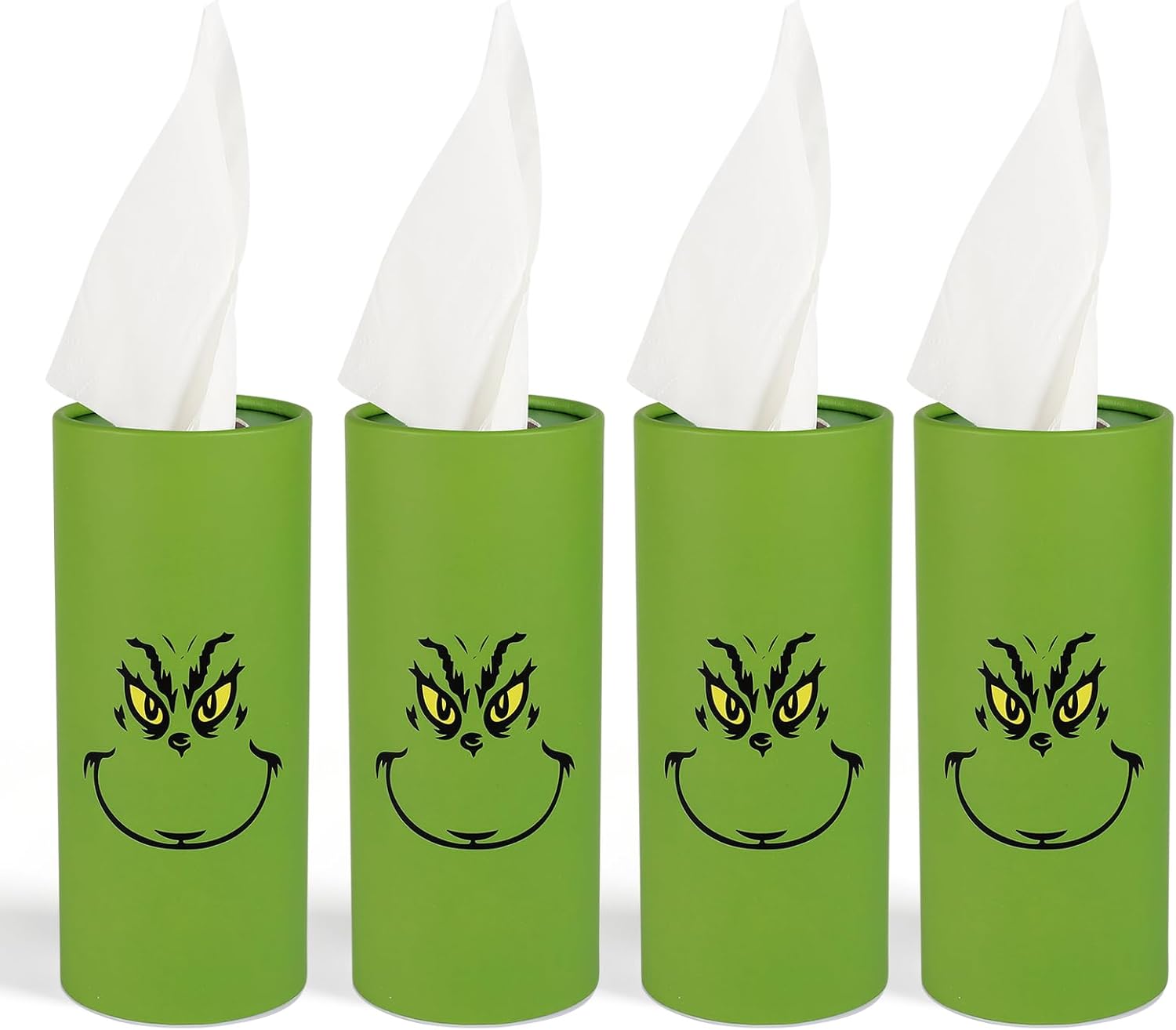 4 Pack Christmas Green Car Tissue Holder with Facial Tissue