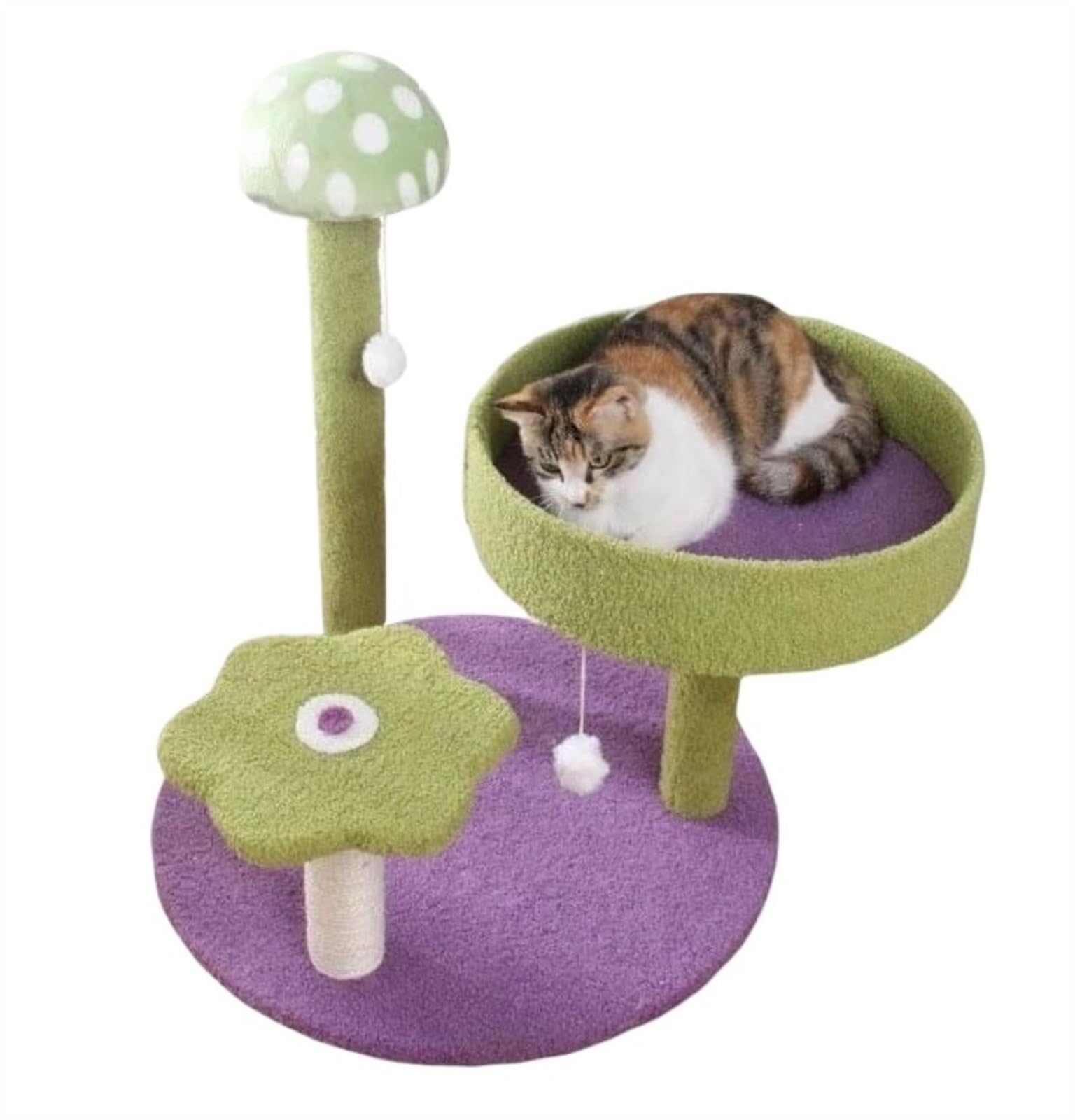 Albero Gatti Struttura da Arrampicata per Gatti Fungo Forniture per Animali Domestici per Tiragraffi per Divertenti Torre per per Interni Mobili(Grün)