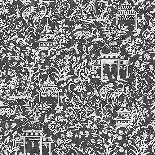 Galerie G78510 Secret Garden Toile Wallpaper, Black/Cream, 10m x 53cm