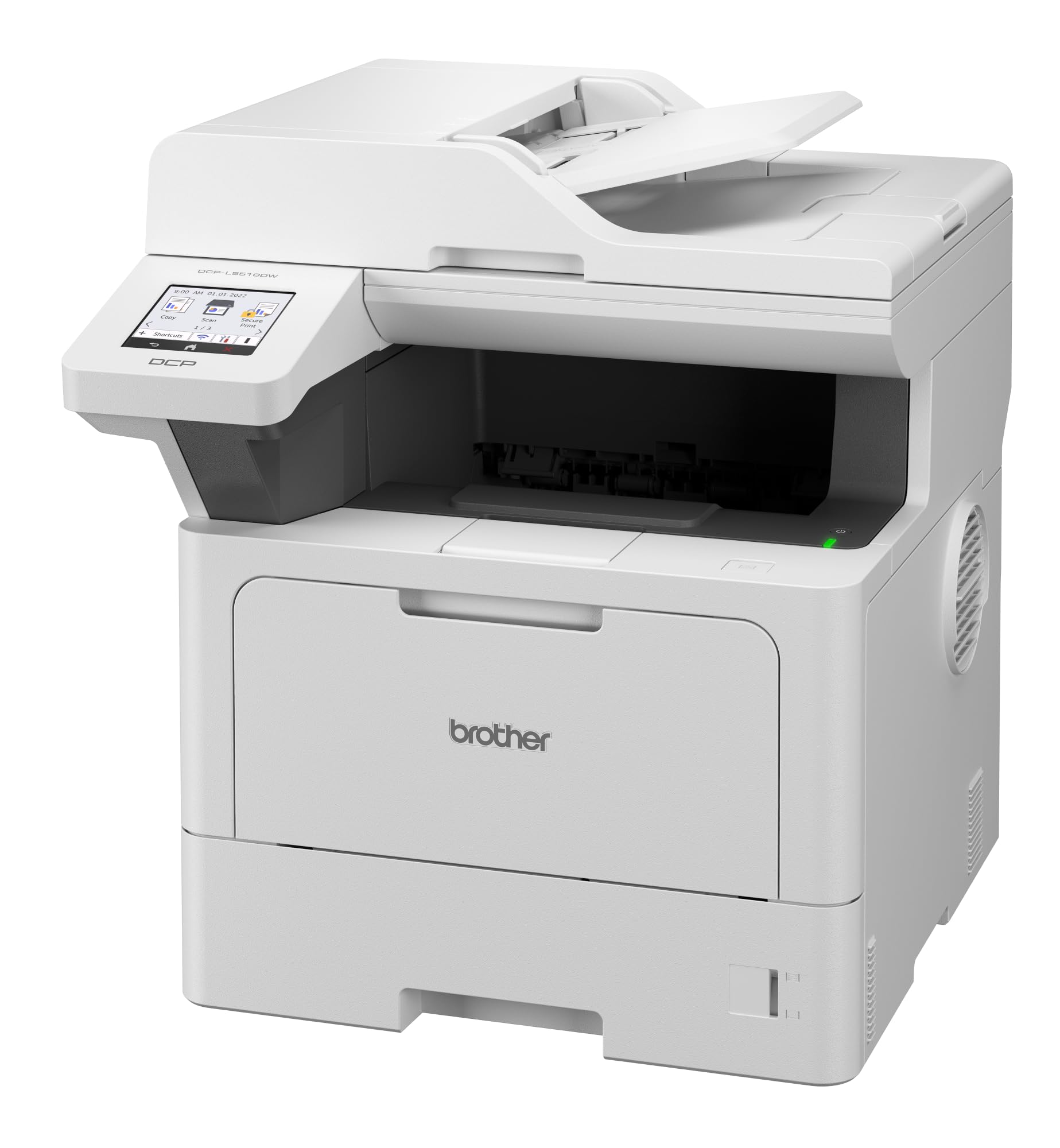 Brother DCP-L5510DW 3-in-1 Multifunktionsdrucker schwarz weiß (A4, 48 Seiten/Min., 1.200x1.200 DPI, LAN, WLAN, Duplex, 250 Blatt Papierkassette) weiß/grau