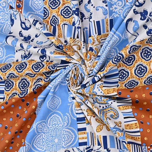 Image of India 100% Pure Cotton Jaipuri Printed Double Bedsheet with 2 Pillow Covers | Traditional Sanganeri Floral Design | Soft Breathable Fabric | King Size Bedsheet for Bedroom (Kaya34)