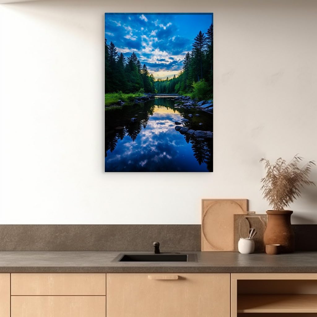 Canvas for Living room. Whispers of Nature's Serenity Along the Quiet Riverbanks, 27 x 18 inch Canvas Wall Art - Modern Home Decor - 69x46 cm (27x18 inch)