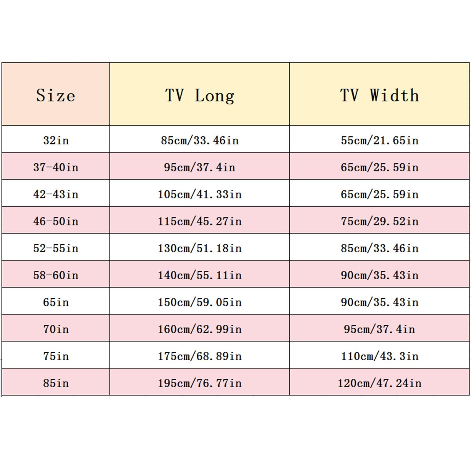 32–80 Cali Pokrowiec Na Telewizor Ochrona Przed Słońcem Osłona Tv Dom Dekoracja Osłona Przeciwpyłowa Do Telewizora Nie Trzeba Zdejmować Uniwersalne Pełne Pokrycie(70in(160 * 98cm),Pink-A)